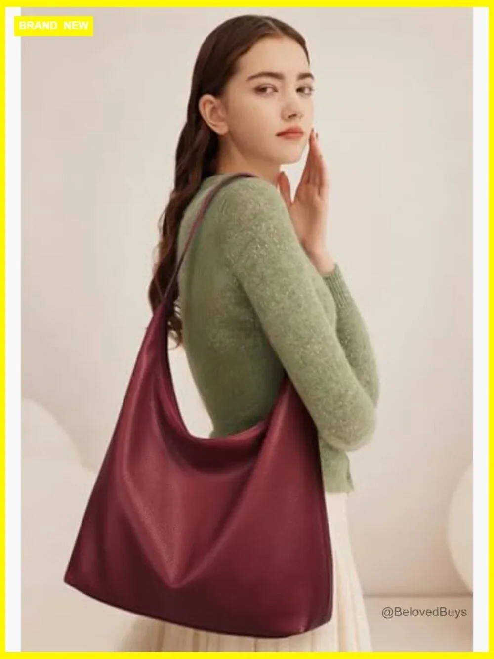 Large Capacity Vegan Leather Hobo Tote Bag with Zipper, Work Shoulder Bag for